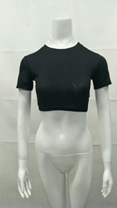 Custom Made Women Casual Crop Top Short Sleeve Premium Quality Breathable Light Weight Comfortable <b>Tie</b> Belt <b>Back</b> Design High - Product Image 4