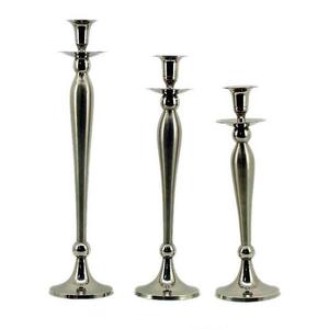 Lot de 3 chandeliers coniques argentés en métal poli faits à la main, supports de bougies de Noël, décoration de table à manger, cheminée, pilier de mariage - Product Image 6