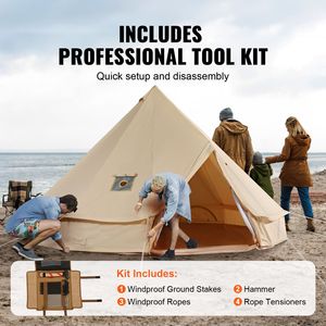 Tenda a Campana in Tela per 4 Stagioni, 3 M/9,8 Piedi, Yurt Traspirante con Foro per Stufa, Capacità 4 Persone (per 2 Persone) - Product Image 5