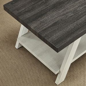 Tavolino da salotto Athens Contemporary in legno bicolore con ripiano in due tonalità: grigio antracite anticato e beige - Product Image 3