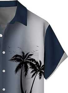 Camisa de playa de secado rápido para hombre, manga corta, estampado tropical, informal, para vacaciones, ligera y transpirable, para verano - Product Image 4