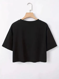 T-shirts décontractés pour femmes en toile respirante, écologiques, imprimés numériquement, en polyester uni teint - Product Image 4