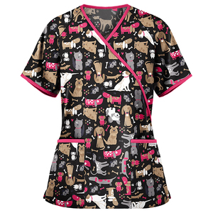 Ensemble de blouses d'infirmière anti-rides en tissu doux pour femmes, manches courtes, uniforme d'hôpital style jogger avec logo personnalisé - Product Image 3