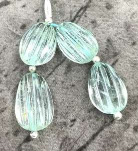 Boucles d'oreilles en pierre d'aquamarine sculptée, pierre précieuse naturelle pour la création de bijoux fins - Product Image 6