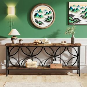 Industrial Long <b>Sofa</b> <b>Table</b> with Storage Entry <b>Console</b> <b>Table</b> Behind Couch for Entryway - Product Image 1