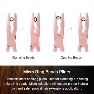 ชุดอุปกรณ์ต่อผมสีชมพูแบบด้าน ขายส่ง ชุดคีมสแตนเลส ใช้ซ้ำได้ พร้อมคุณสมบัติพลาสติก - Product Image 5