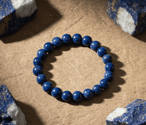Handmade AAA Lapis Lazuli Round Bead Bracelet – Polished Gemstone Stretch Bracelet for <b>Men</b> & Women - Product Image 4