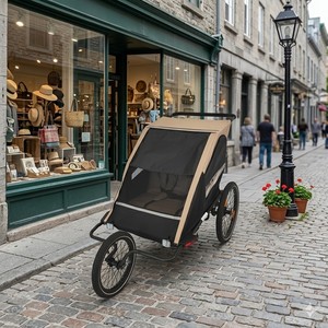 TC-2024T Easy Folding Lightweight Design Twin Baby Bike <b>Trailer</b> 3 in 1 Jogger <b>Trailer</b> for Convenient Outdoor Adventures - Product Image 1