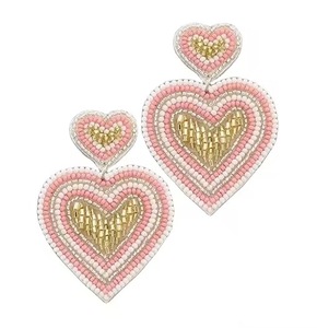 Pendientes de Cristal con Cuentas de Semillas Estilo Bohemio de Verano HEART para Mujer, Hechos a Mano, con Borlas Bordadas, Moda, Artesanía en Cristal, Personalizables - Product Image 5