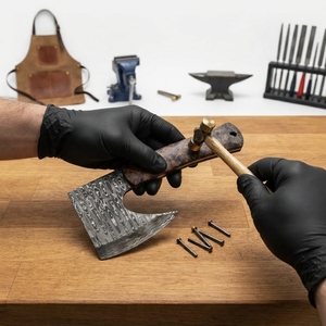 ใบมีดขวานเหล็กดามัสกัสทำมือแบบเต็มด้าม สำหรับทำมีด DIY  จำหน่ายส่งจากโรงงานโดยตรง - Product Image 6