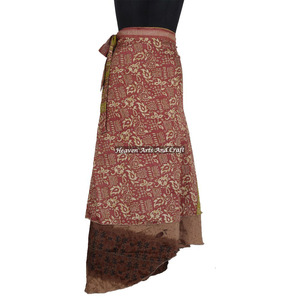 Falda cruzada sexy de última moda para mujer 2026 / Falda larga cruzada de seda. Mayorista de faldas cruzadas tipo sari vintage únicas. - Product Image 4