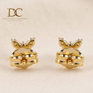 Designer Jewelry 14KT Solid Yellow Gold Lab Grown Diamond and Colombian <b>Emerald</b> <b>Stud</b> <b>Earring</b> Round Cut IGI Certified for Women's - Product Image 6