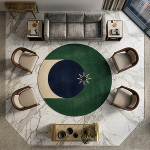 Minimalist <b>Round</b> Wool Area Rug Hand Tufted Modern Geometric <b>Carpet</b> Nordic Contemporary Floor Rug for Living Room Decor - Product Image 3