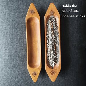 Support à bâtonnets d'encens en bois naturel, fait main, en forme de bateau, pour la méditation et la relaxation, vente en gros - Product Image 5