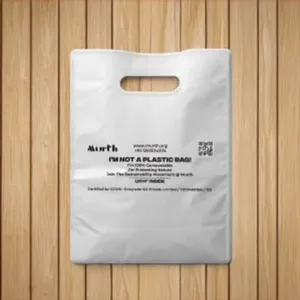 Biodegradable PE D Cut Shopping Carry <b>Bags</b> Fashion Accessories Customizable Flexo Print Heat <b>Sealed</b> UKHI Brand Custom Orders - Product Image 5