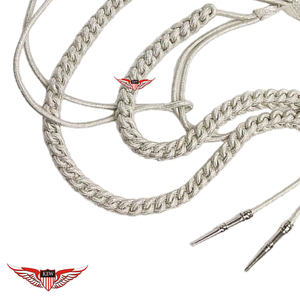 Aiguillette tressée avec embouts métalliques, cordons d'épaule argentés, aiguillette torsadée, aiguillette avec embout métallique - Product Image 4