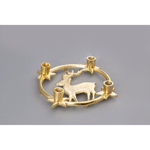 Support de bougies de luxe en métal doré, design renne et couronne, pour 4 bougies, accessoires de décoration de table pour mariages et Noël - Product Image 1