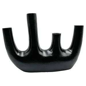 Modern Black Metal Multi Tube <b>Bud</b> <b>Vase</b> Four Stem Flower Holder for Tabletop Wedding Centerpiece Living Room and Office Decor - Product Image 1
