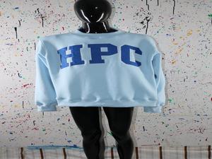 HPC SKY BLUE <b>Mock</b> <b>Neck</b> Sweatshirt 100% BLUE Applique Embroidery wide <b>neck</b> Sweatshirt Finer Threads - Product Image 2