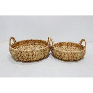 Plateau de service rond en rotin avec poignées, plateau décoratif en bambou pour table basse et cuisine, qualité supérieure, en surplus de stock - Product Image 4