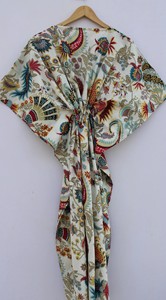 Kaftan <b>Robe</b> <b>Women</b> 100% Cotton Floral Animal Print V Neck Wrap Dress Breathable Quick-<b>Dry</b> Short Sleeve Beach Holiday Loungewear - Product Image 4