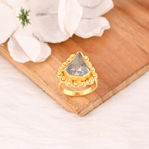 Stylish Pyrite & <b>Crystal</b> Doublet Gemstone <b>Ring</b> Handmade Fashion Jewelry for Women - Product Image 4