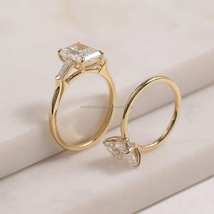 IGI/GIA Lab Grown Cut Diamond <b>Vintage</b> 14k Yellow Wedding/Engagement <b>Ring</b> Unisex Fine White <b>Gold</b> for Anniversary Party-Worthy - Product Image 3