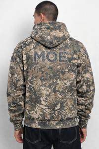 Sweat à capuche zippé camouflage en coton pour homme, style streetwear hip-hop oversize, personnalisable, vente en gros, OEM, sweats à capuche tendance - Product Image 3