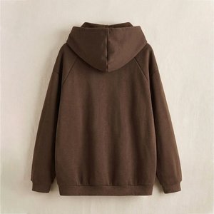 Sweat-shirt zippé marron décontracté pour femme, personnalisable avec logo, en tissu éponge uni, manches longues, doux, chaud et respirant, idéal automne/hiver – Forte demande - Product Image 2