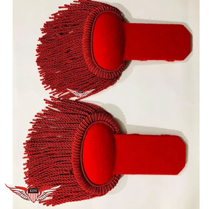Epaulette Francés Napoleónico Hecho a Mano con Flecos de Hilo Rojo, Epaulette Ceremonial para Uniforme - Product Image 1