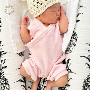 Bamboo Cotton Terry Long Leg Kimono Bodysuit Eco Friendly <strong>Towelling</strong> Baby <strong>Onesie</strong> Sustainable Terry Cloth Baby Short Romper - Product Image 1