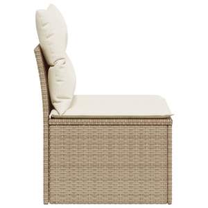 Canapé de jardin à pieds réglables en polyrotin beige, pièce unique, mobilier d'extérieur confortable - Product Image 5