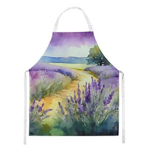 Delantal de acuarela de lavanda Unisex Multicolor grande para adultos para cocinar manualidades para hornear jardinería Servidor de cocina hombres mujeres - Product Image 1