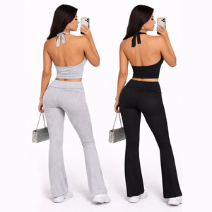 Conjunto Deportivo Casual para Mujer, Top Corto Sexy con Tirantes, Pantalones Acampanados, Ropa de Yoga, Moda de EE. UU. y Europa - Product Image 2