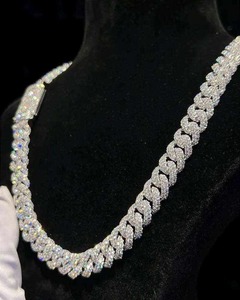 Collar de Cadena Cubana Shrilike Jewel de Lujo, Plata 925, Chapado en Oro de 18K, Diamantes con Corte Cojín, 2mm-6.5mm, para Hombre, Certificado IGI, Uso Diario - Product Image 3