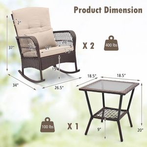 Set da Giardino in 3 Pezzi con Tavolino a 2 Livelli Stile Bistrot e Dondolo - Product Image 4