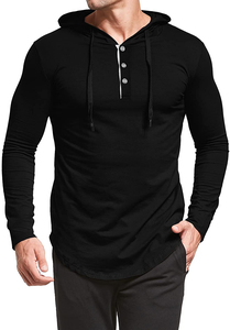 ผู้ผลิต OEM เสื้อเชิ้ตแขนยาวมีฮู้ดทรงเฮนลีย์สำหรับผู้ชาย ทรงเข้ารูป ผ้าถัก สวมใส่สบายๆ ในฤดูใบไม้ร่วง คอปกติดกระดุม สีพื้น - Product Image 5