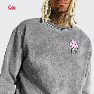 Ensemble de survêtement streetwear personnalisé en molleton de coton, coupe oversize, avec pantalon de survêtement empilé pour homme, effet délavé à l'acide - Product Image 5