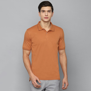 Men's Solid Color Cotton <b>Polo</b> Shirt Short Sleeve Breathable Knitted Casual Style <b>Orange</b> - Product Image 2