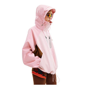 Chaqueta Cortavientos de Manga Larga para Hombre, con Bloques de Color Blanco y Verde, con Capucha, para Todas las Estaciones, Estilo Adulto - Product Image 2