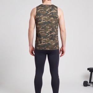 Camiseta sin mangas de camuflaje para hombre, cuello cuadrado, deportiva, 100% poliéster, chaleco deportivo. - Product Image 3
