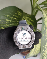 Pragalbh Jewels Maßgefertigte Diamantbesetzte Uhr mit Mikro-Pavé-Moissanit Luxuriöse Edelstahl-Quarzuhr für Herren und Damen