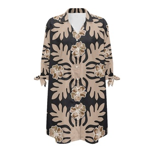 Cárdigan informal personalizado para mujer con cuello en V, botones, manga tres cuartos, estampado floral, top largo a la moda - Product Image 2