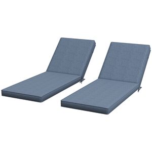 Blue <b>Comfortable</b> Patio Chaise Lounge Chair Cushions with Backrests Ties Outdoor Pillows & Cushions - Product Image 1