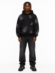 Sudadera con Capucha Oversize de Algodón Pesado con Efecto Desgastado y Pedrería, Premium 100% Algodón French Terry, Estilo Urbano para Hombre y Mujer - Product Image 3