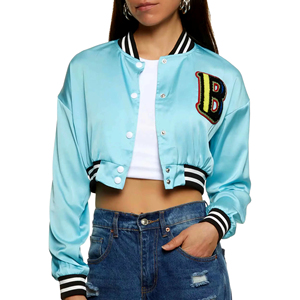 New Style Wholesale <b>Women</b> Satin <b>Jacket</b> Breathable <b>Lightweight</b> <b>Women's</b> Cropped Full Satin <b>Jackets</b> Casual Wear OEM Service - Product Image 1