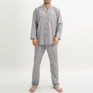 Conjunto de Pijama de Lujo para Hombre, Cuello en V, Algodón Terry, Transpirable, Ropa de Dormir de Verano, Camisa, Tallas Grandes, Ropa Casual para Estar en Casa - Product Image 1