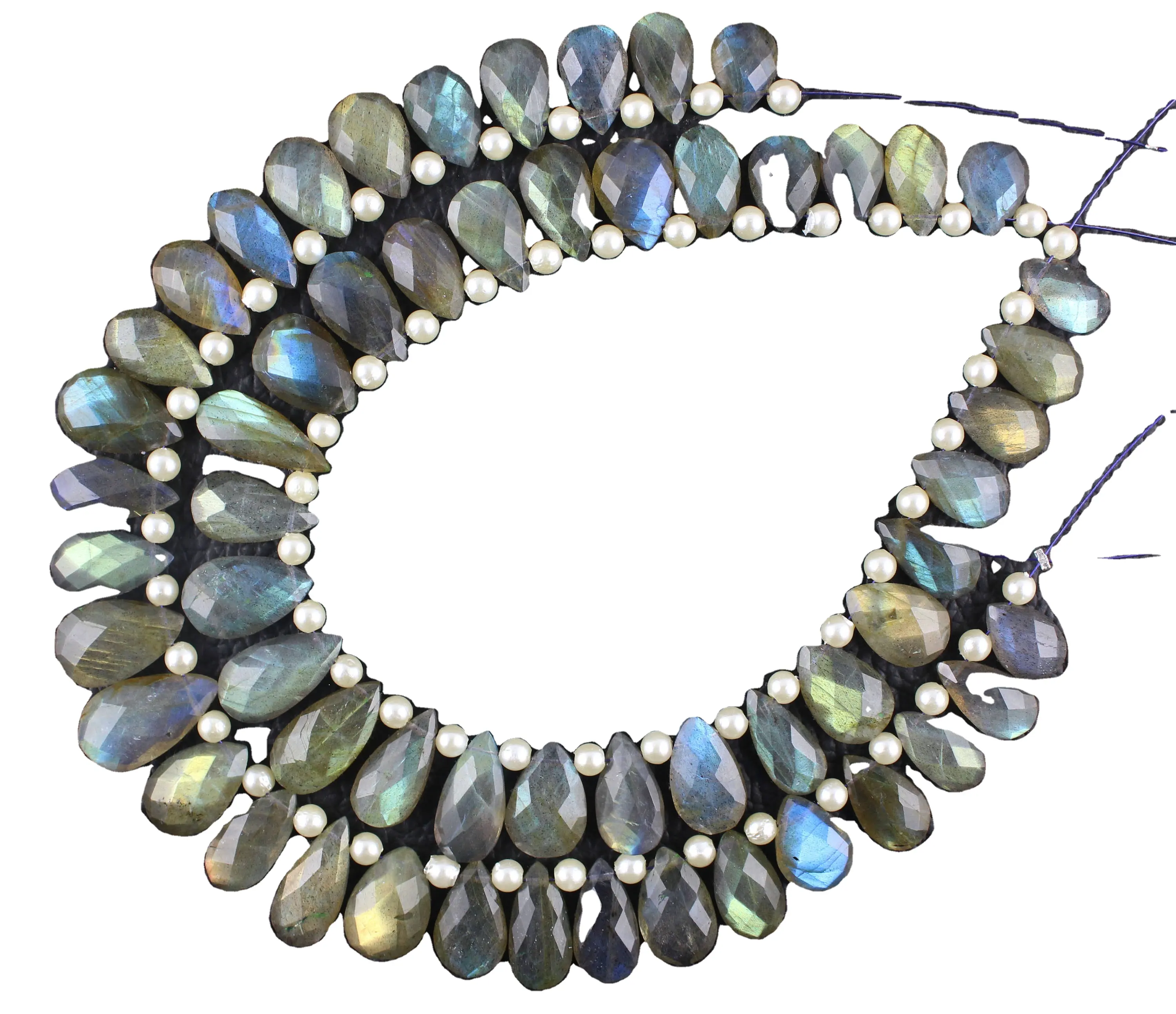 Offre Exclusive de pierres précieuses naturelles en Labradorite en forme de poire bleu Flash à facettes perles de Briolette pour la fabrication de bijoux