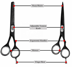 Black Stainless Steel Barber Scissors Set with Ceramic <b>Handle</b> Sharp Blade Tip for Salon Hair Cutting-Durable & Reusable - Product Image 5