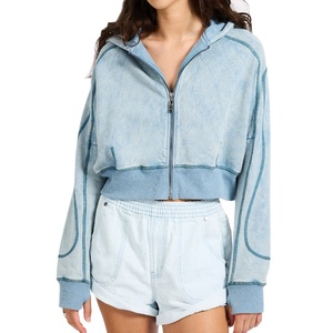 Sudadera Corta para Mujer, Venta al por Mayor, Logotipo Personalizado, Sudadera Corta de Manga Larga, Sudadera Personalizada para Mujer, Sudadera Corta con Capucha - Product Image 1